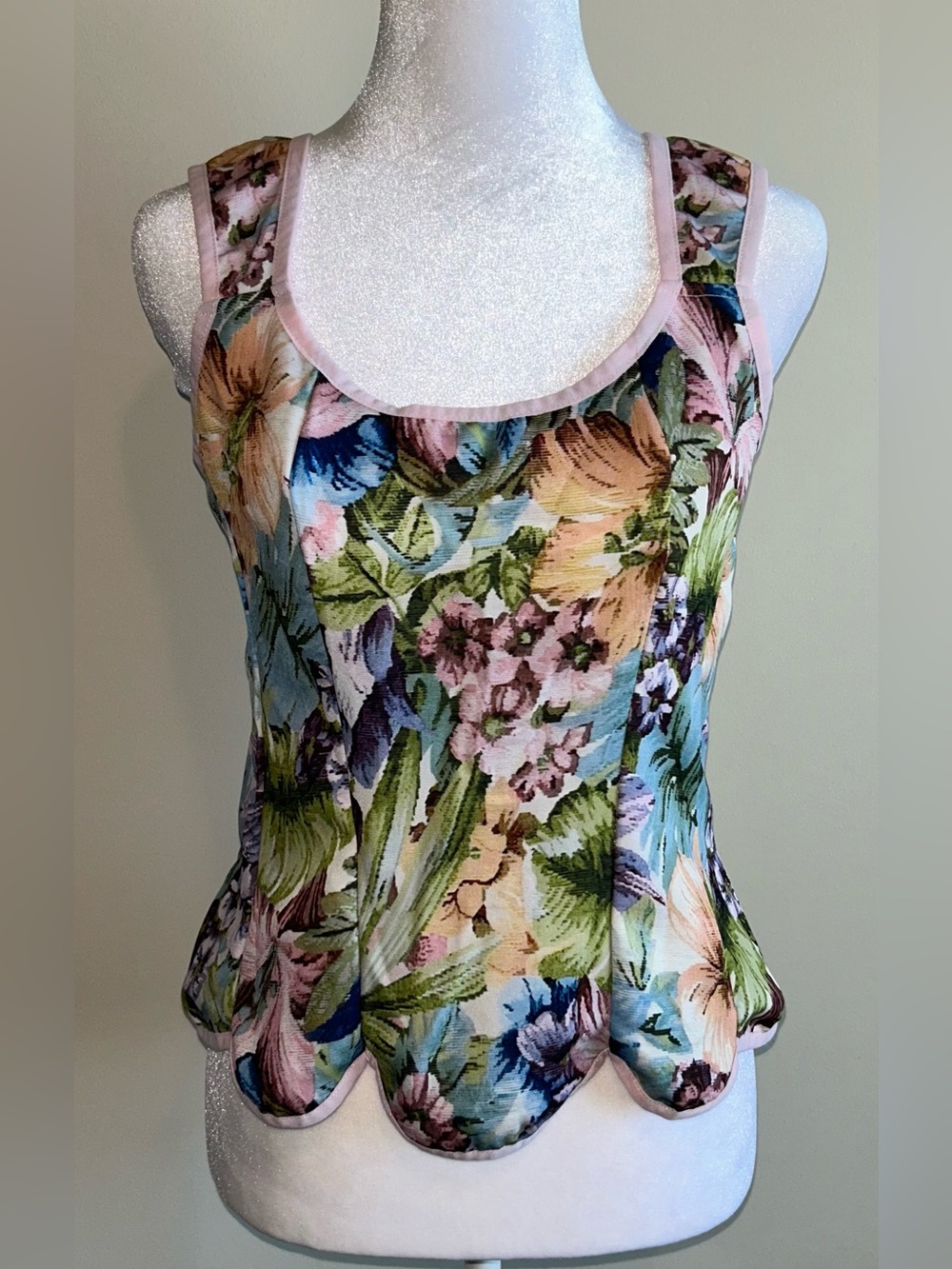 Multi Floral Scalloped Hem Camisole
